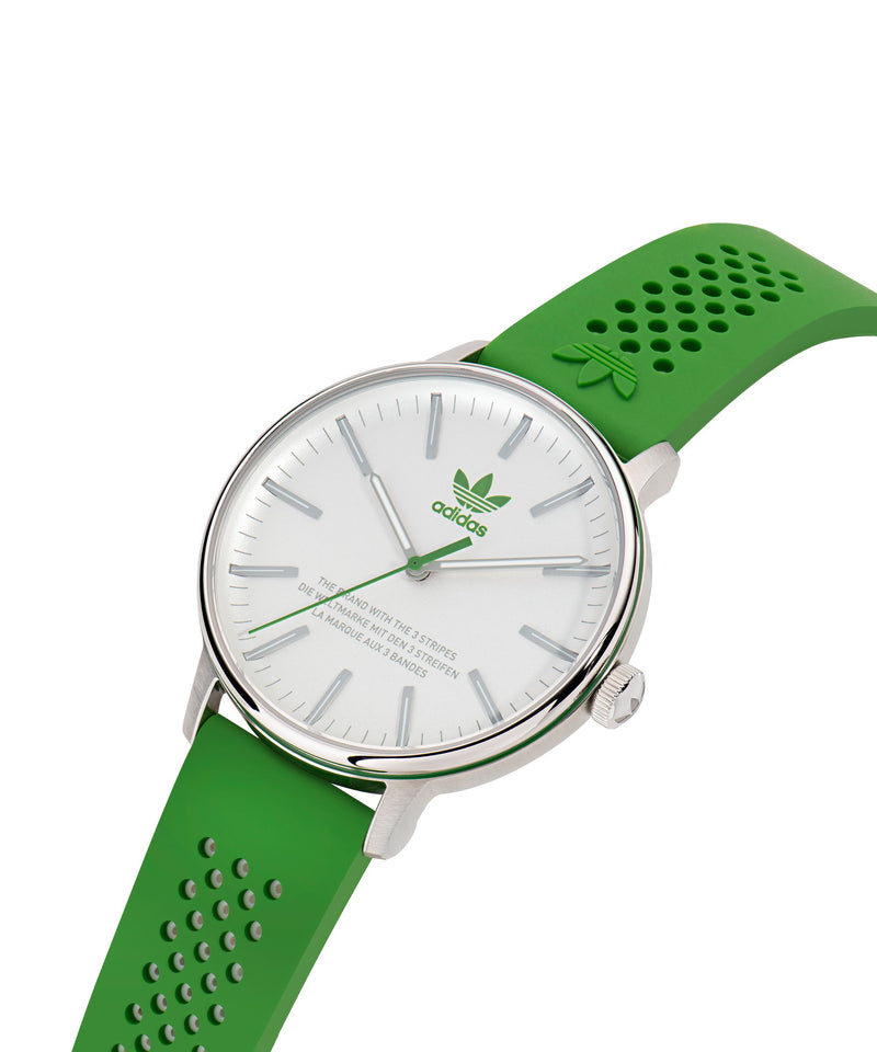 Adidas Code One 38mm White Dial Green Silicone Strap Watch AOSY23023