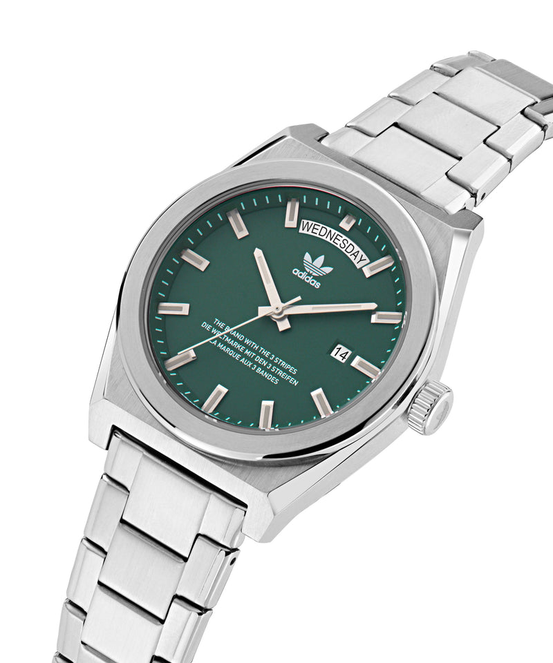 Adidas Code Five 40mm Green Dial Stainless Steel Watch AOSY23540