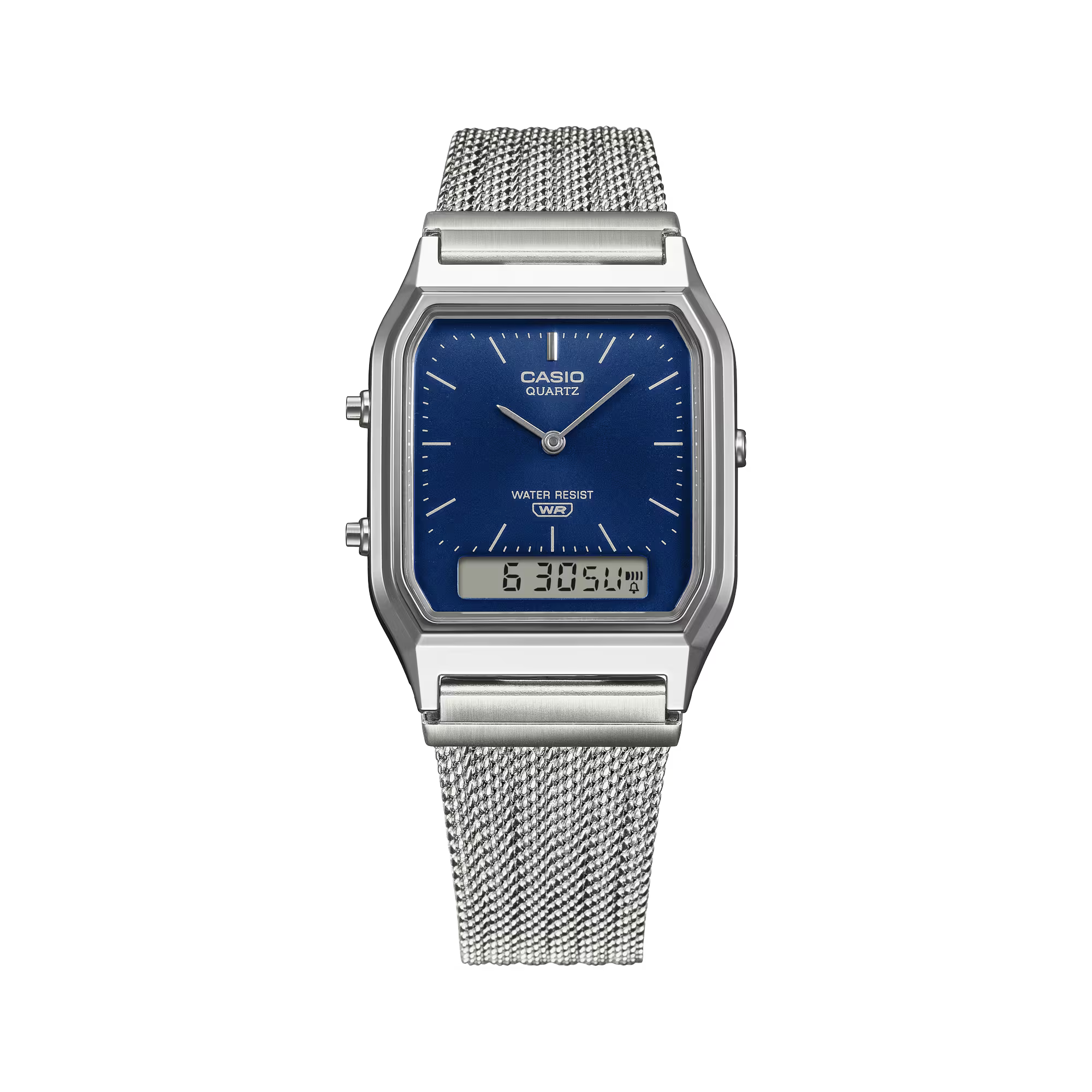 Casio Classic Vintage Stainless Steel Mesh Band Blue Dial Watch AQ230EM-2A