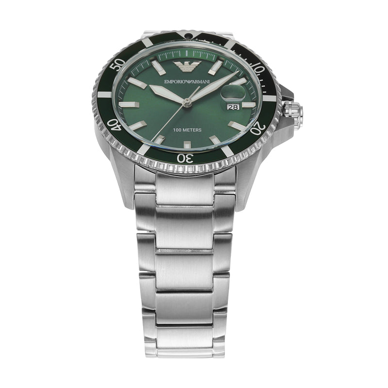 Emporio Armani Men's Green Dial Stainless Steel Watch AR11338