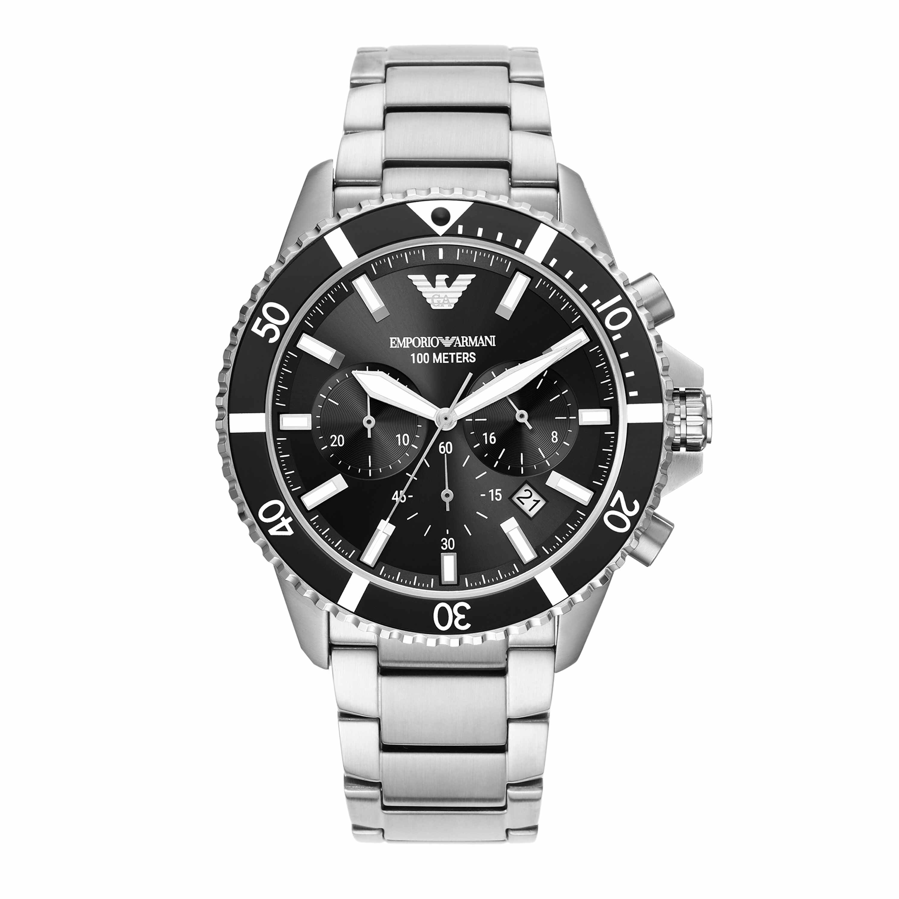 Emporio Armani Black Dial Silver Stainless Steel Watch AR11360