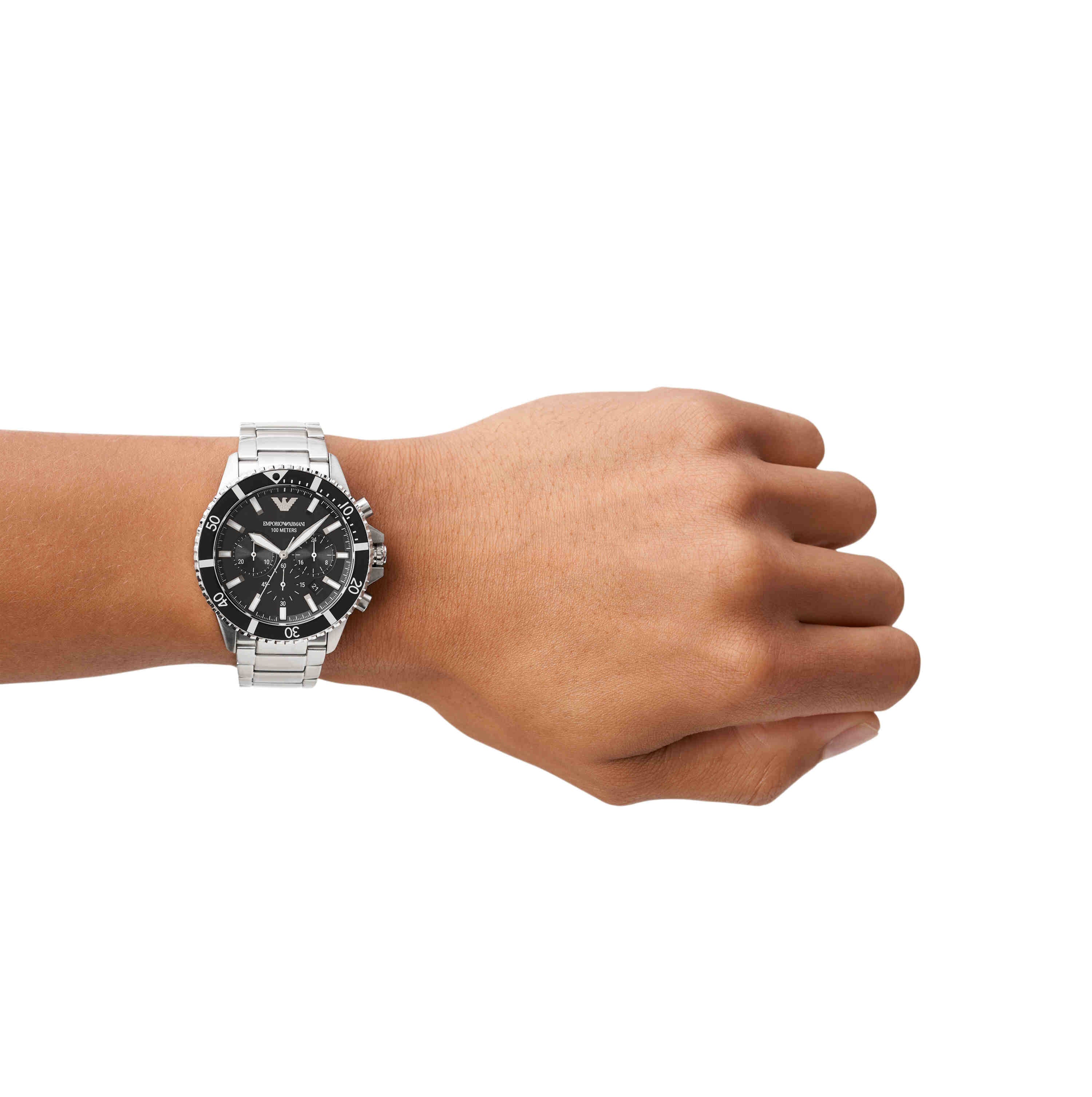 Emporio Armani Black Dial Silver Stainless Steel Watch AR11360