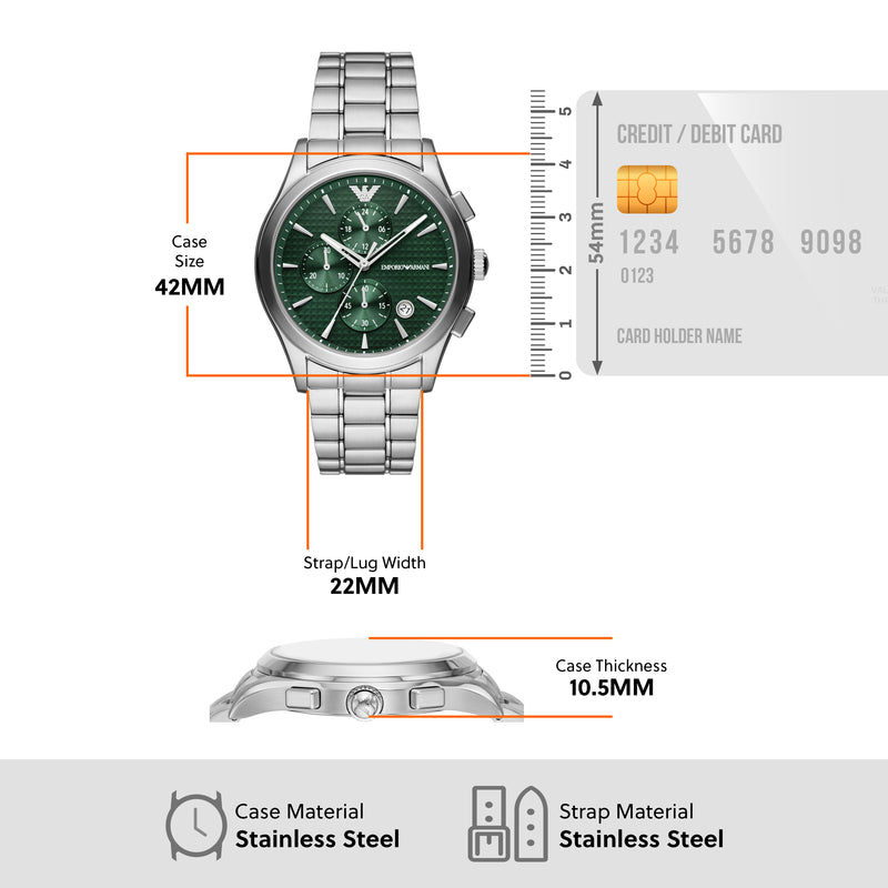 Emporio Armani Green Sunray Dial Eco Stainless Steel Watch AR11529