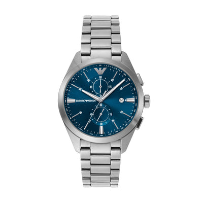 Emporio Armani Stainless Steel Blue Dial Chronograph Men s Watch AR115 Watch Direct