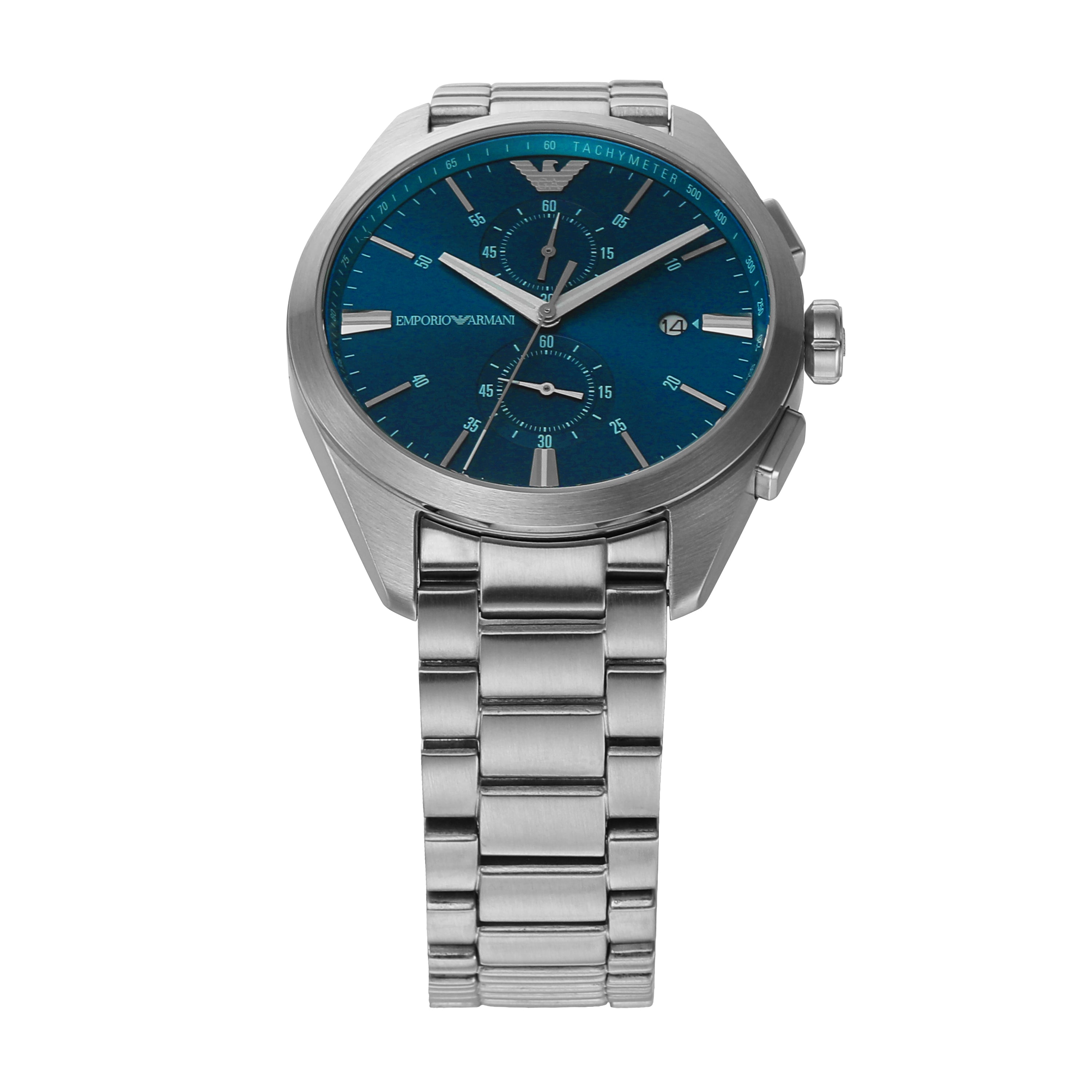 Emporio Armani Stainless Steel Blue Dial Mens Chronograph Watch AR11541