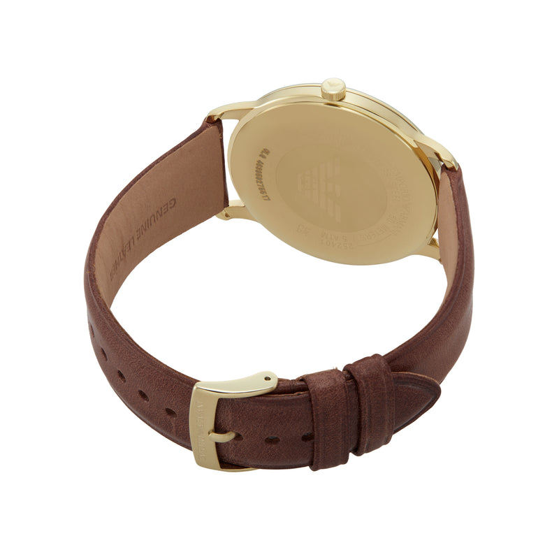 Armani Timeless Brown Leather Date Watch AR11610