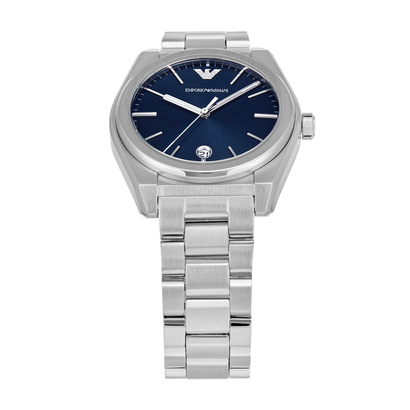 Emporio Armani Three-Hand Date Blue Dial Stainless Steel Watch AR11620