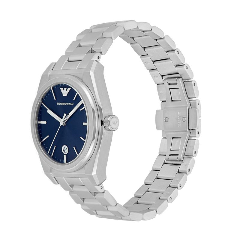 Emporio Armani Three-Hand Date Blue Dial Stainless Steel Watch AR11620