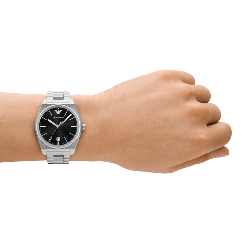 Emporio Armani Three-Hand Date Black Dial Stainless Steel AR11622