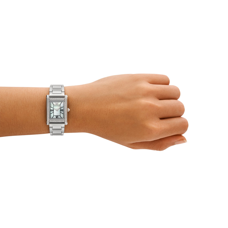 Emporio Armani Two-Hand Mother of Pearl Dial Stainless Steel Watch AR11625