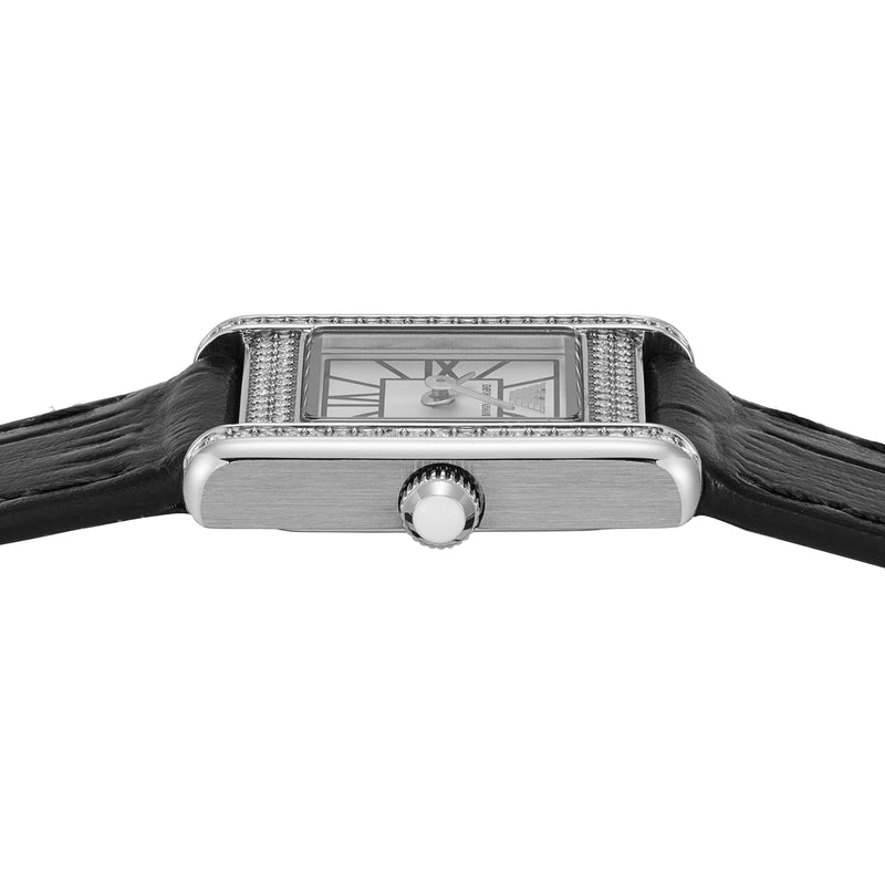 Emporio Armani Two-Hand Silver Dial Black Leather Strap Watch AR11660