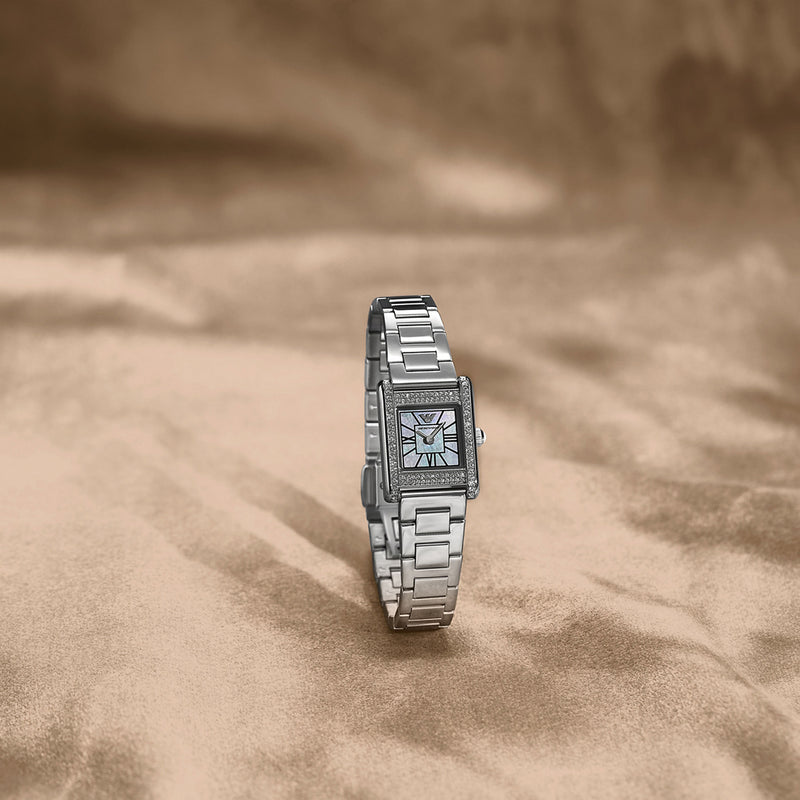 Emporio Armani Two-Hand Mother of Pearl Dial Stainless Steel Watch AR11662