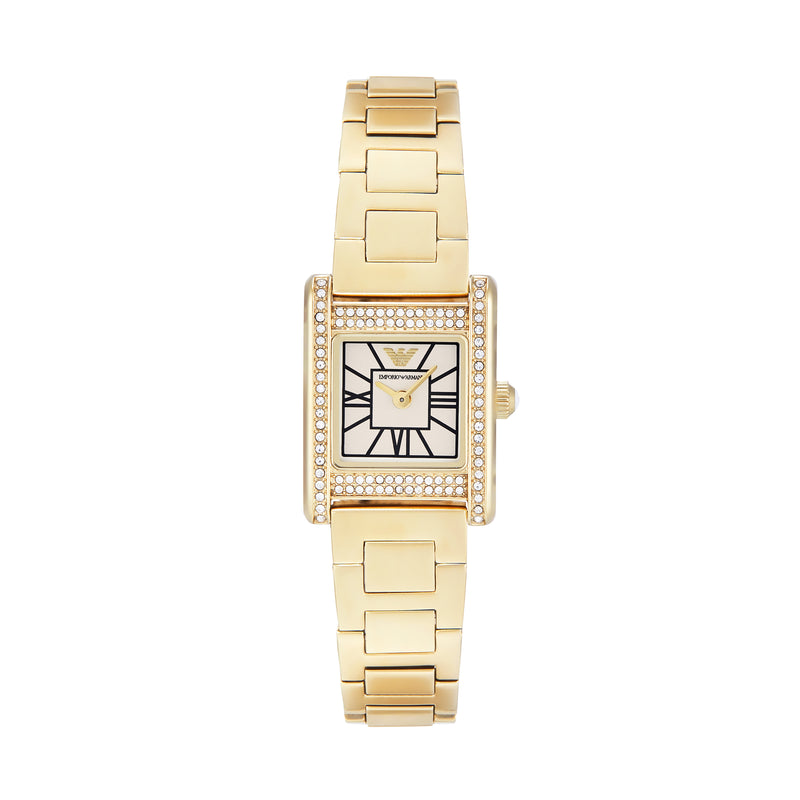 Emporio Armani Two-Hand Mother of Pearl Dial Gold Stainless Steel Watch AR11663