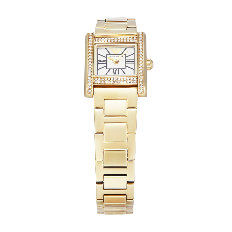 Emporio Armani Two-Hand Mother of Pearl Dial Gold Stainless Steel Watch AR11663