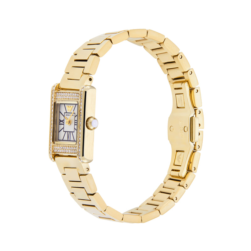 Emporio Armani Two-Hand Mother of Pearl Dial Gold Stainless Steel Watch AR11663