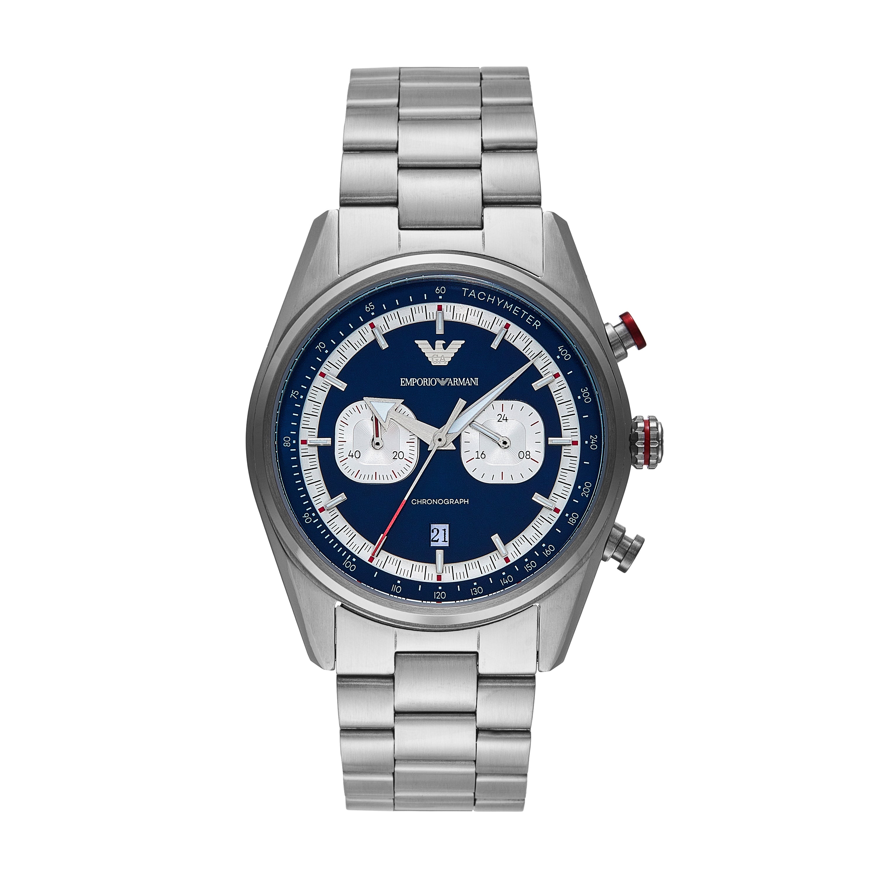 Emporio Armani Chronograph Blue Dial Stainless Steel Watch AR11676