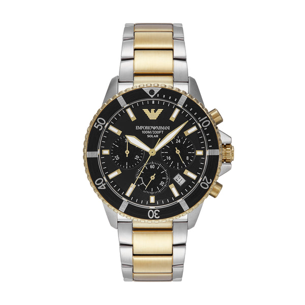 Emporio Armani World Explorer Solar Black Dial Stainless Steel Watch AR11680