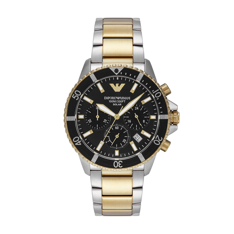 Emporio Armani World Explorer Solar Black Dial Stainless Steel Watch AR11680