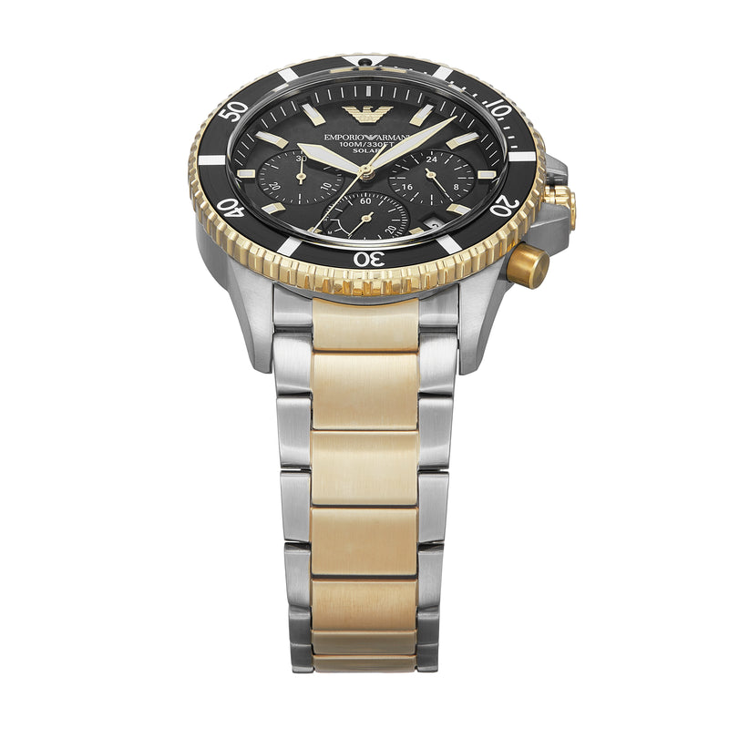 Emporio Armani World Explorer Solar Black Dial Stainless Steel Watch AR11680