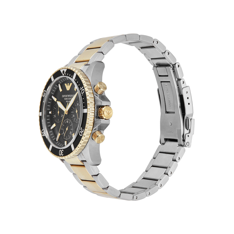 Emporio Armani World Explorer Solar Black Dial Stainless Steel Watch AR11680