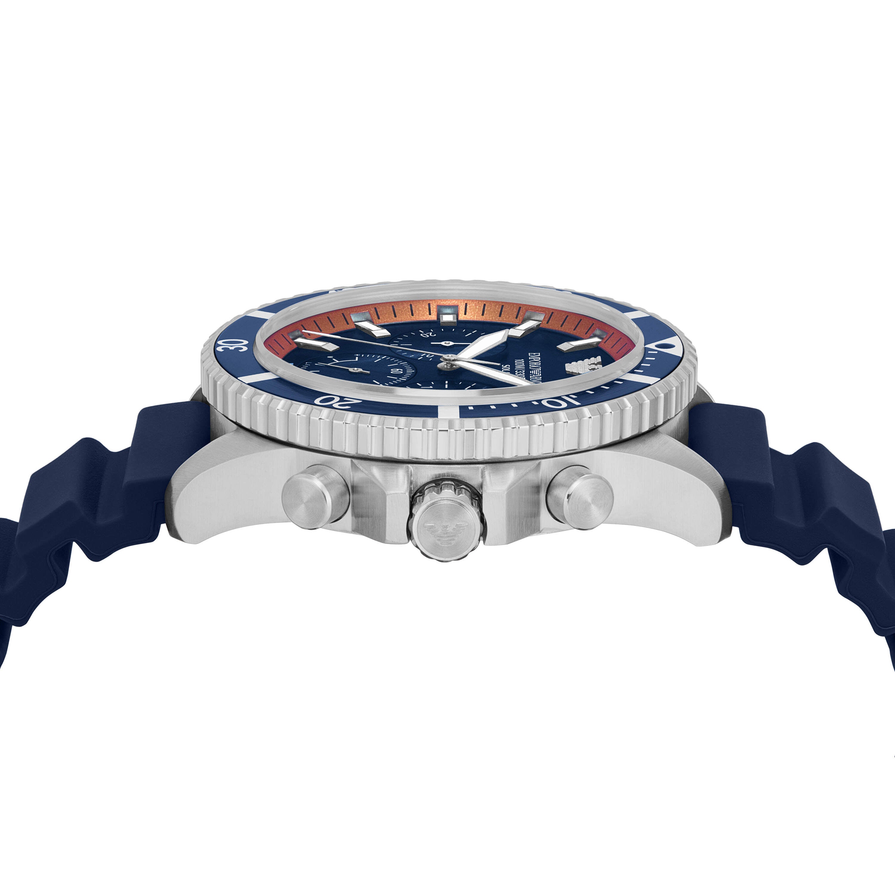 Armani World Explorer Solar Powered Chronograph Blue Silicone Watch AR11696