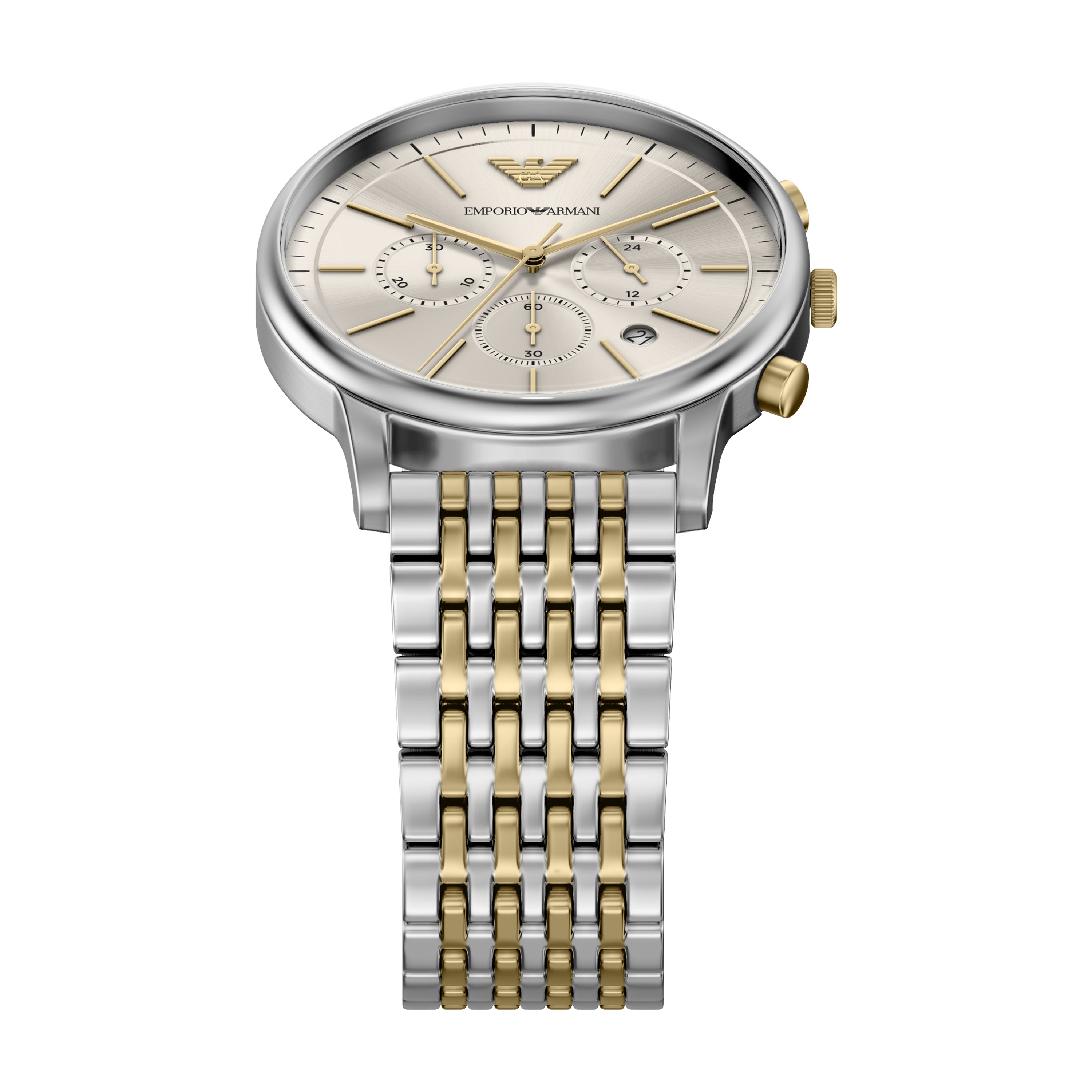 Emporio Armani Gray Dial Two Tone Stainless Steel Watch AR11773