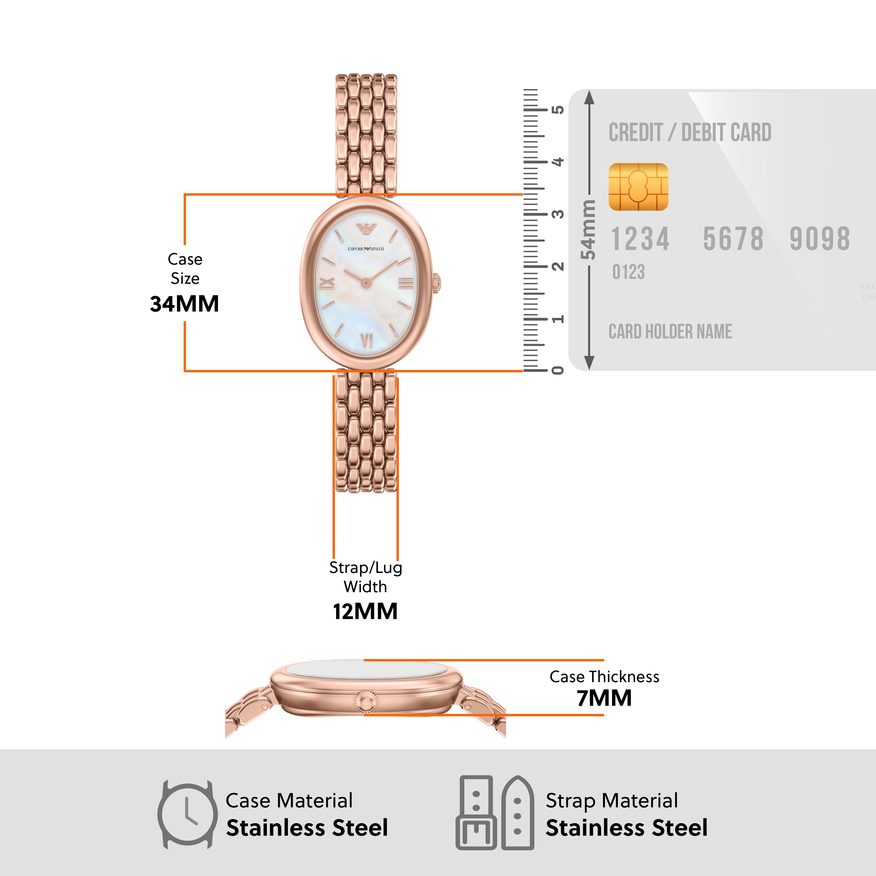 Emporio Armani White Dial Rose Gold Stainless Steel Watch AR11775