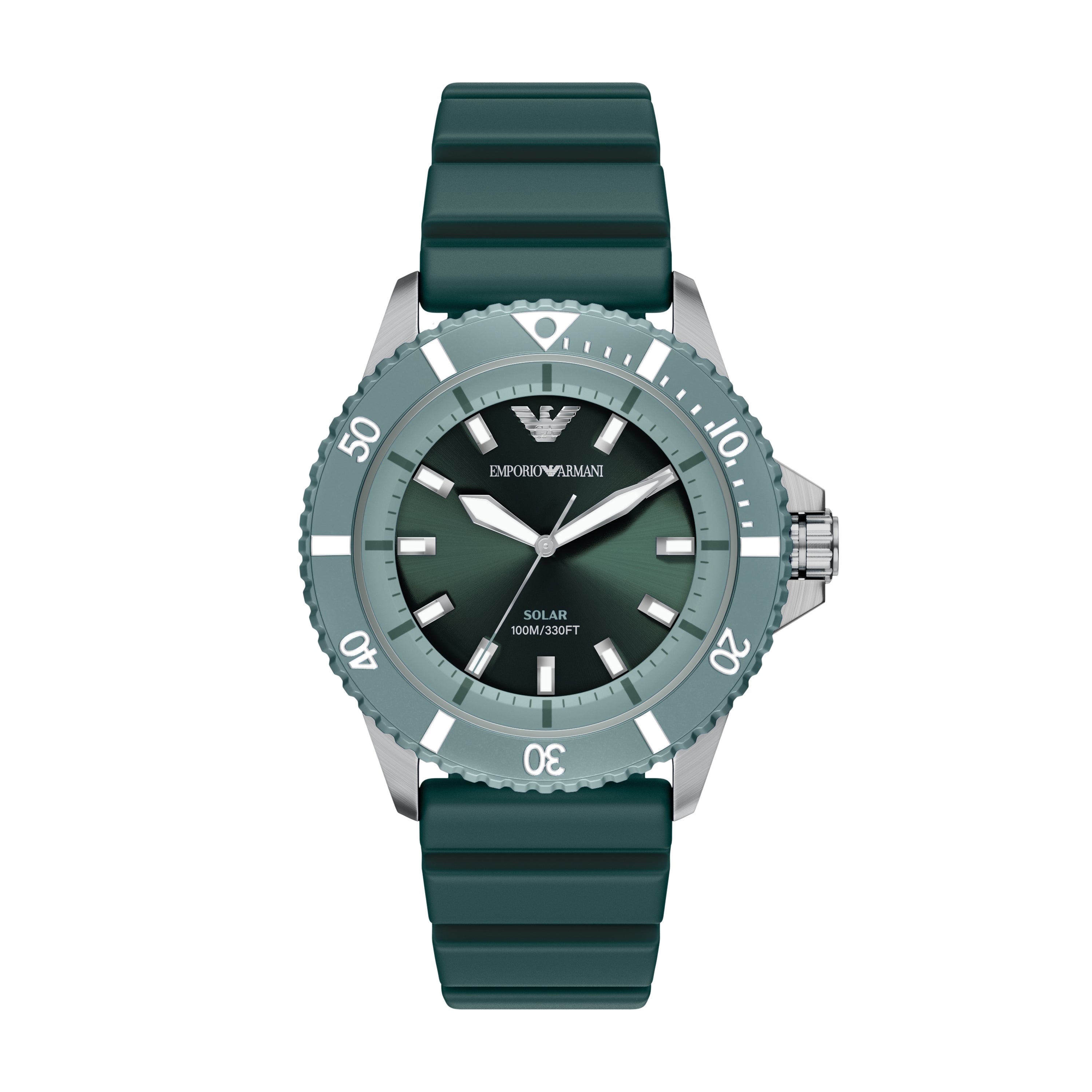 Emporio Armani Green Dial Silicone Strap Men's Watch AR11786