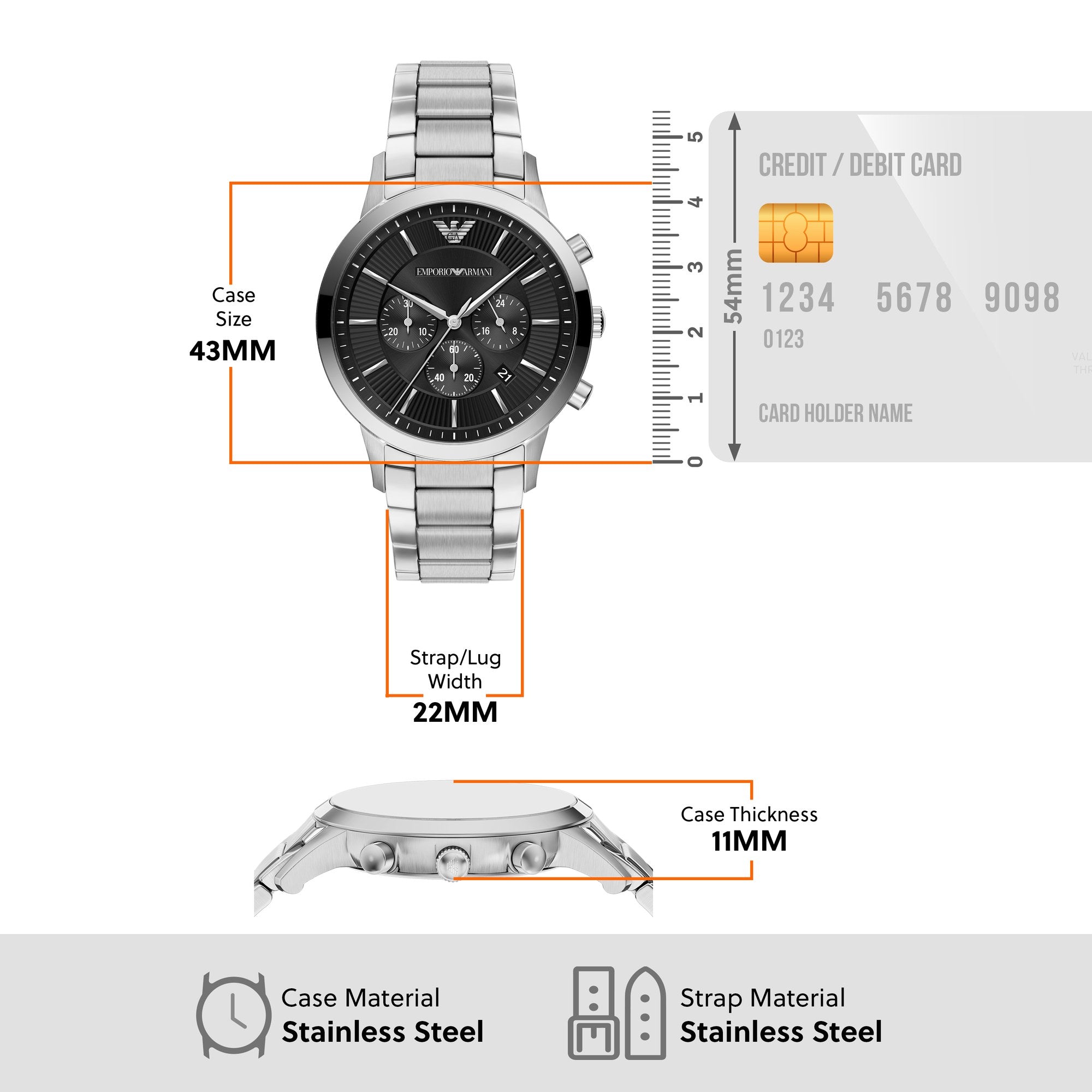 Emporio Armani men's watch, black dial (view 8)