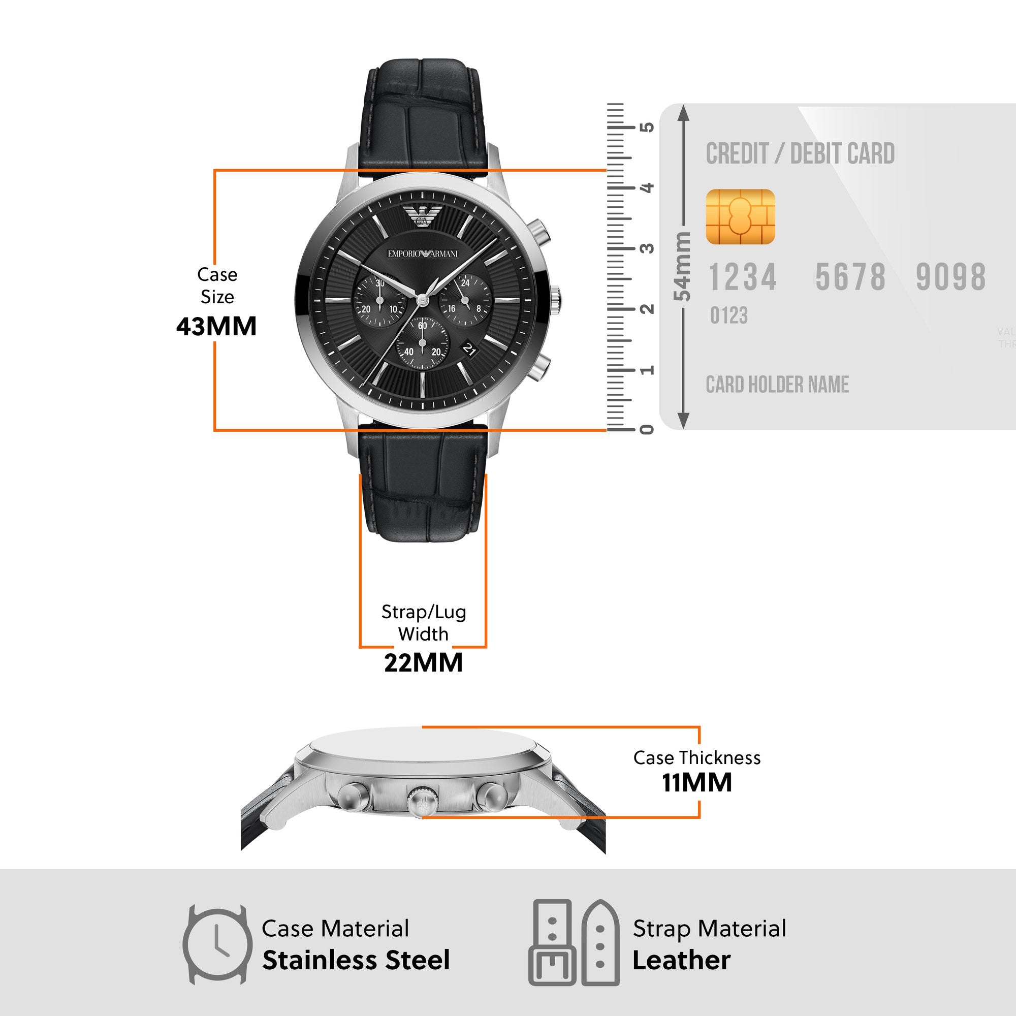 Emporio Armani men's watch, black dial (view 8)