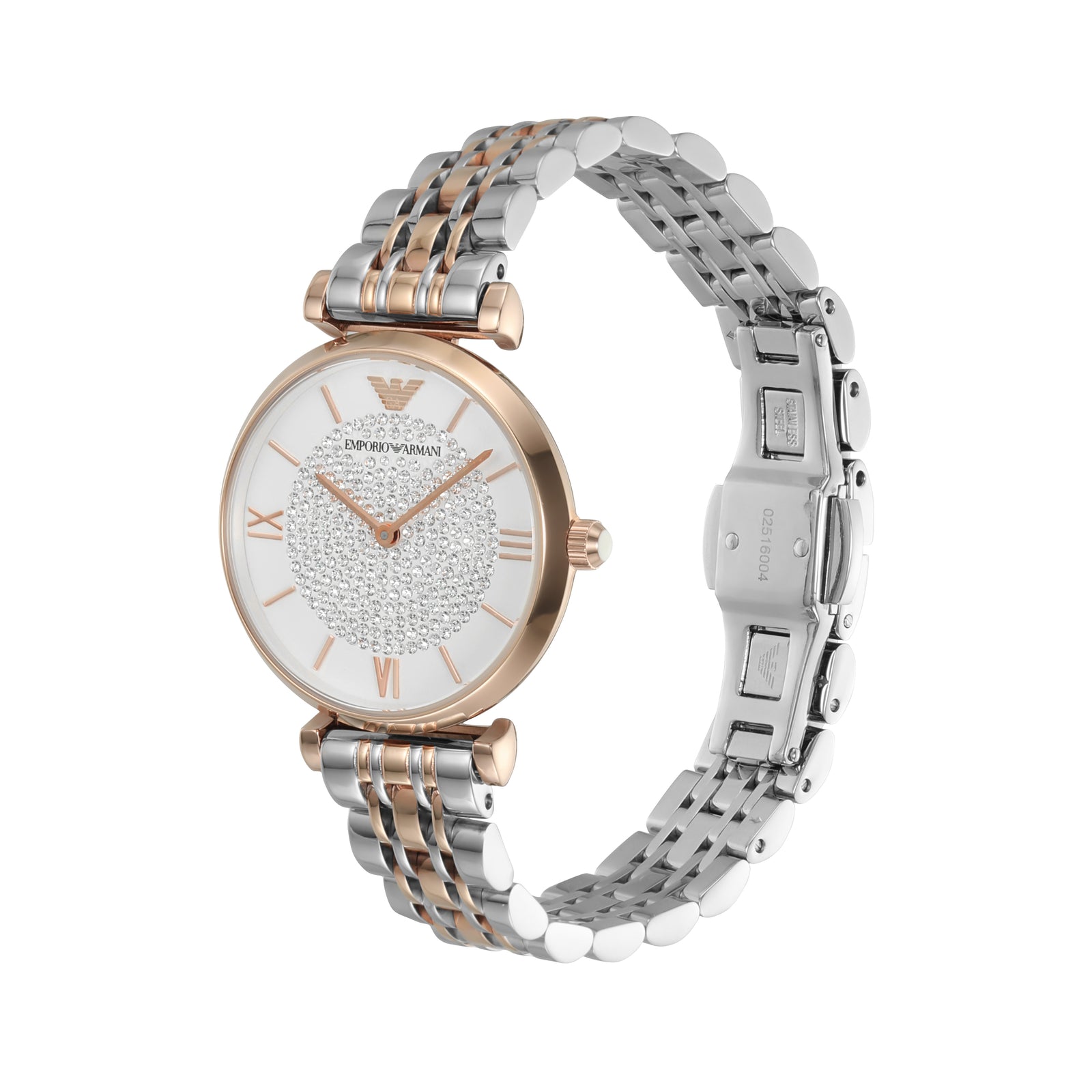 Emporio Armani Elegant Two Tone Crystal Stainless Steel Women s Watch Watch Direct