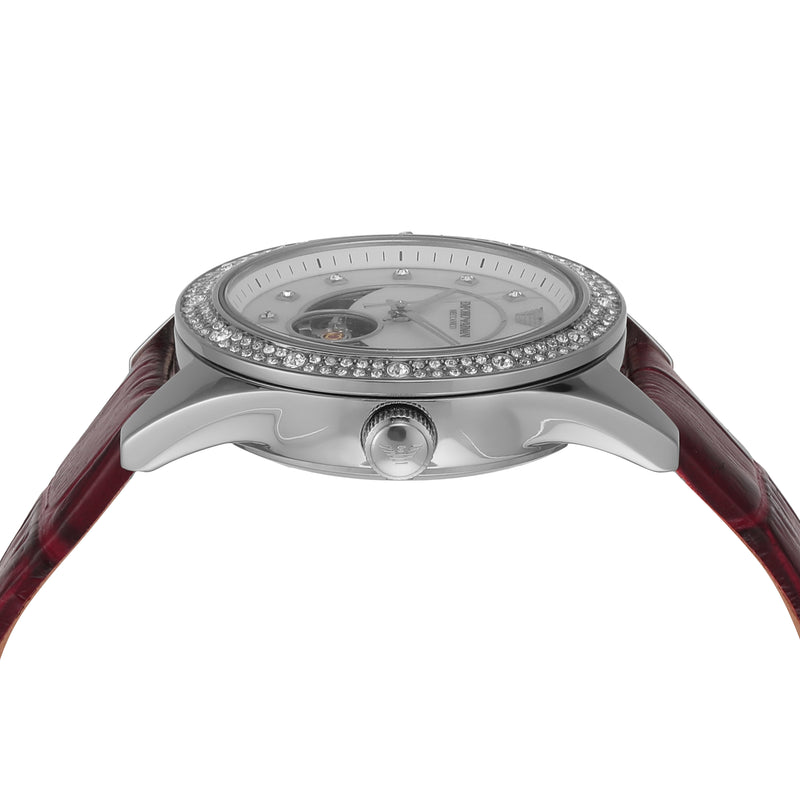 Armani Leo Timepiece with Red Leather and Sunray Dial AR60075