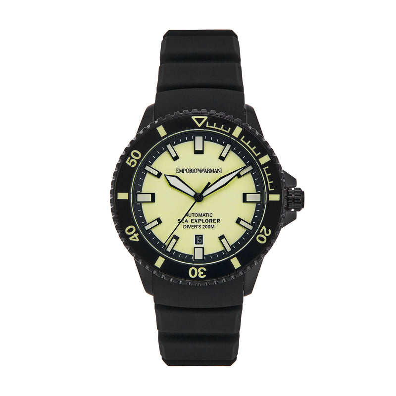 Emporio Armani Sea Explorer Black Silicone Strap Watch AR60085