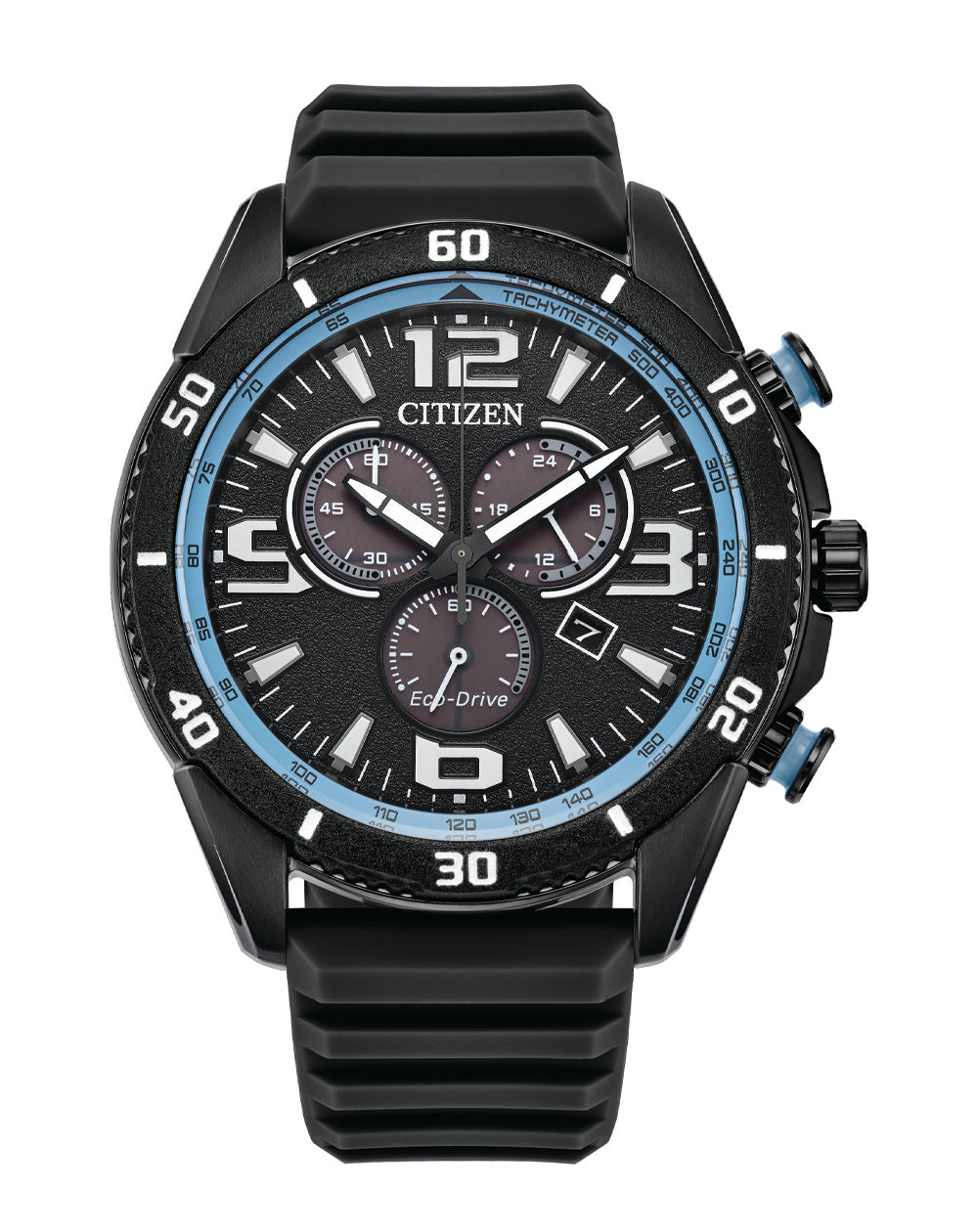 Citizen Eco-Drive Black Dial Black Rubber Watch AT2587-02E