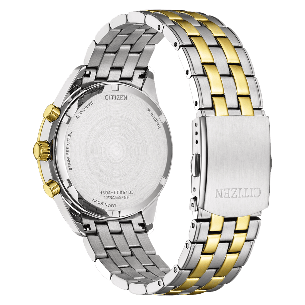 Citizen Eco-Drive AT2604-56H grey dial two-tone chronograph front