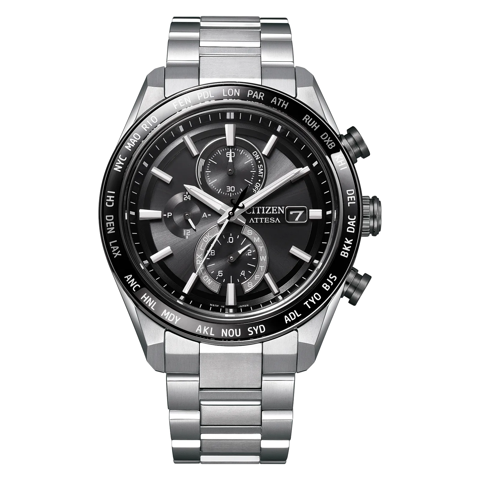 Citizen Attesa Radio Controlled Eco-Drive Black Dial Titanium Watch AT8295-56E