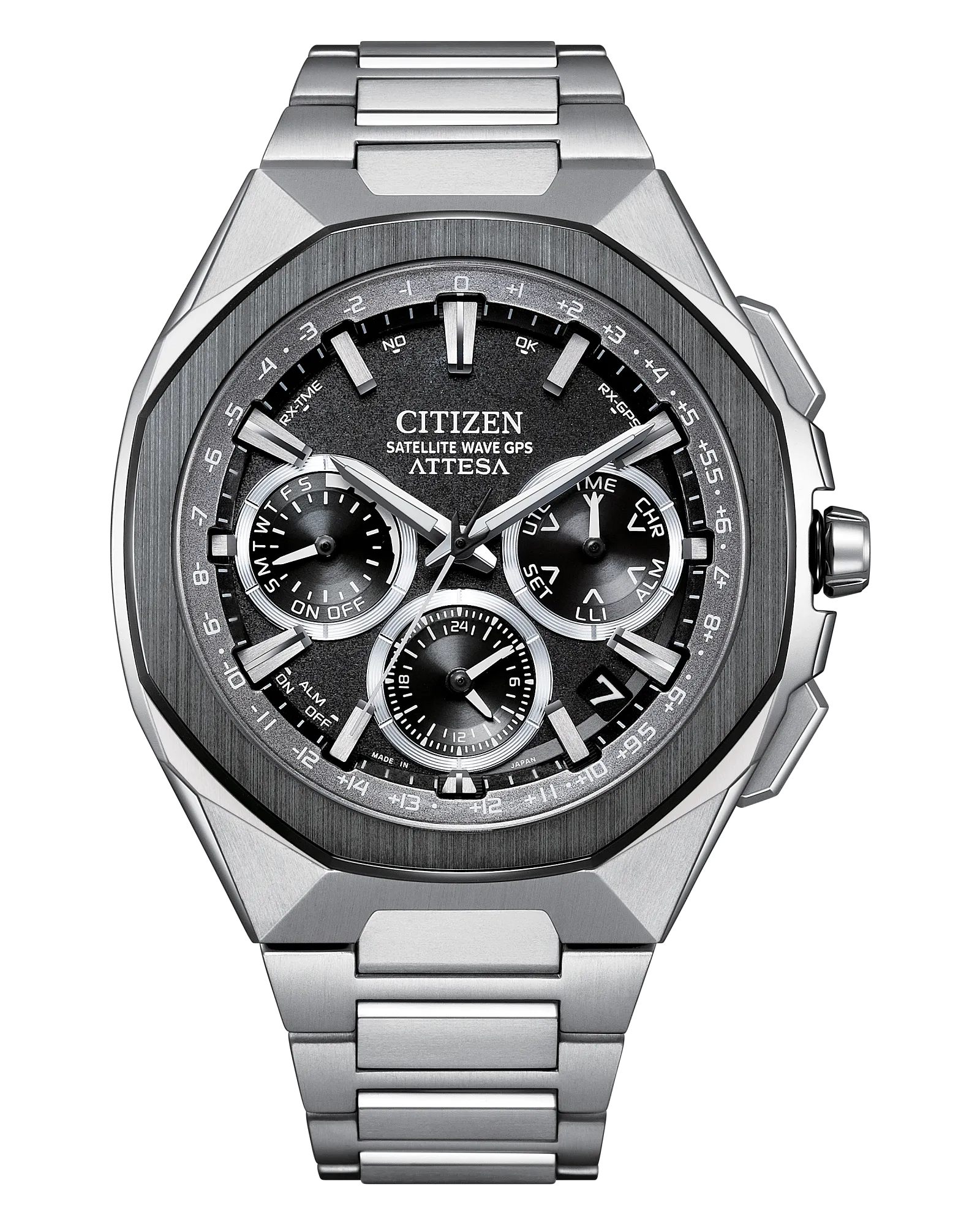 Citizen Attesa Satellite Wave Eco-Drive Black Dial Titanium Watch CC4104-53E