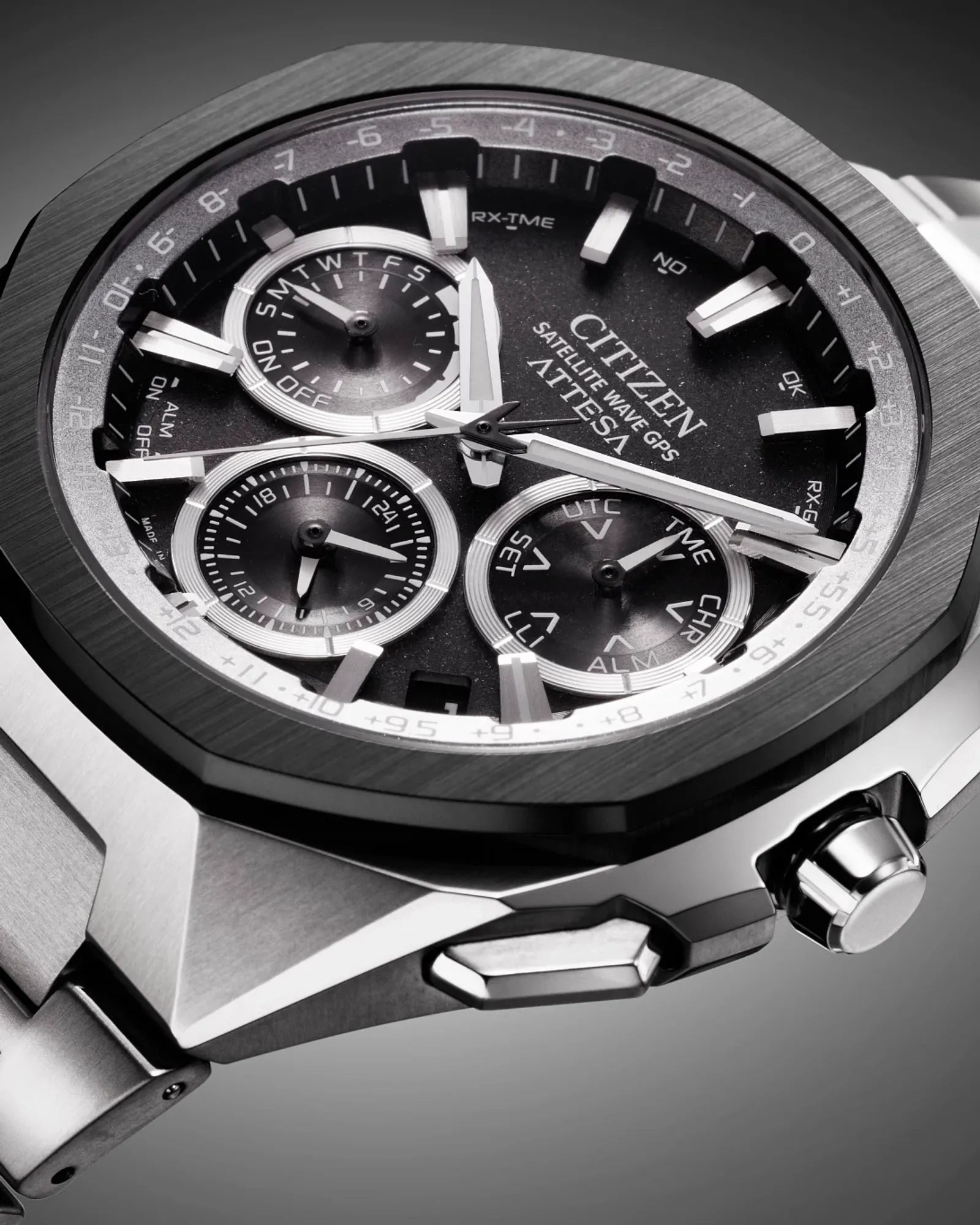 Citizen Attesa Satellite Wave Eco-Drive Black Dial Titanium Watch CC4104-53E