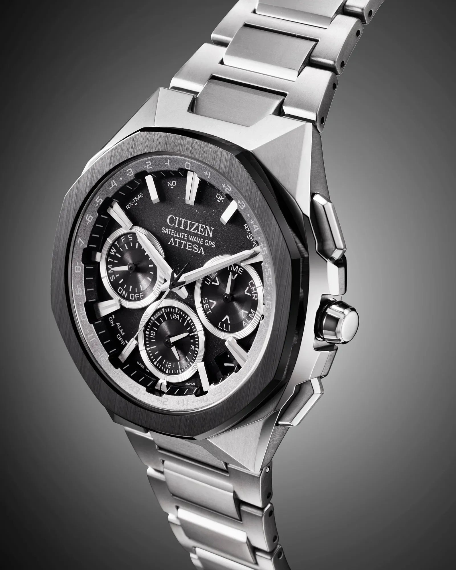 Citizen Attesa Satellite Wave Eco-Drive Black Dial Titanium Watch CC4104-53E