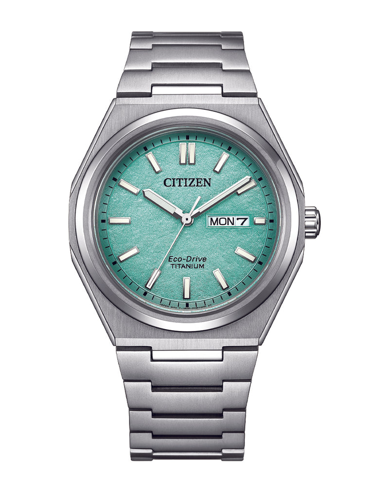 Citizen Eco-Drive Zenshin Three-hand Green Dial Stainless Steel Watch AW0130-85M