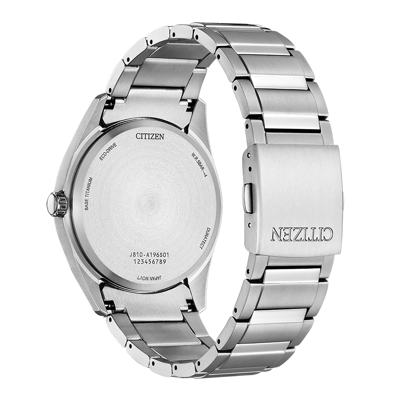 Citizen Super Titanium AW1641-81E men's watch black dial silver titanium bracelet side profile