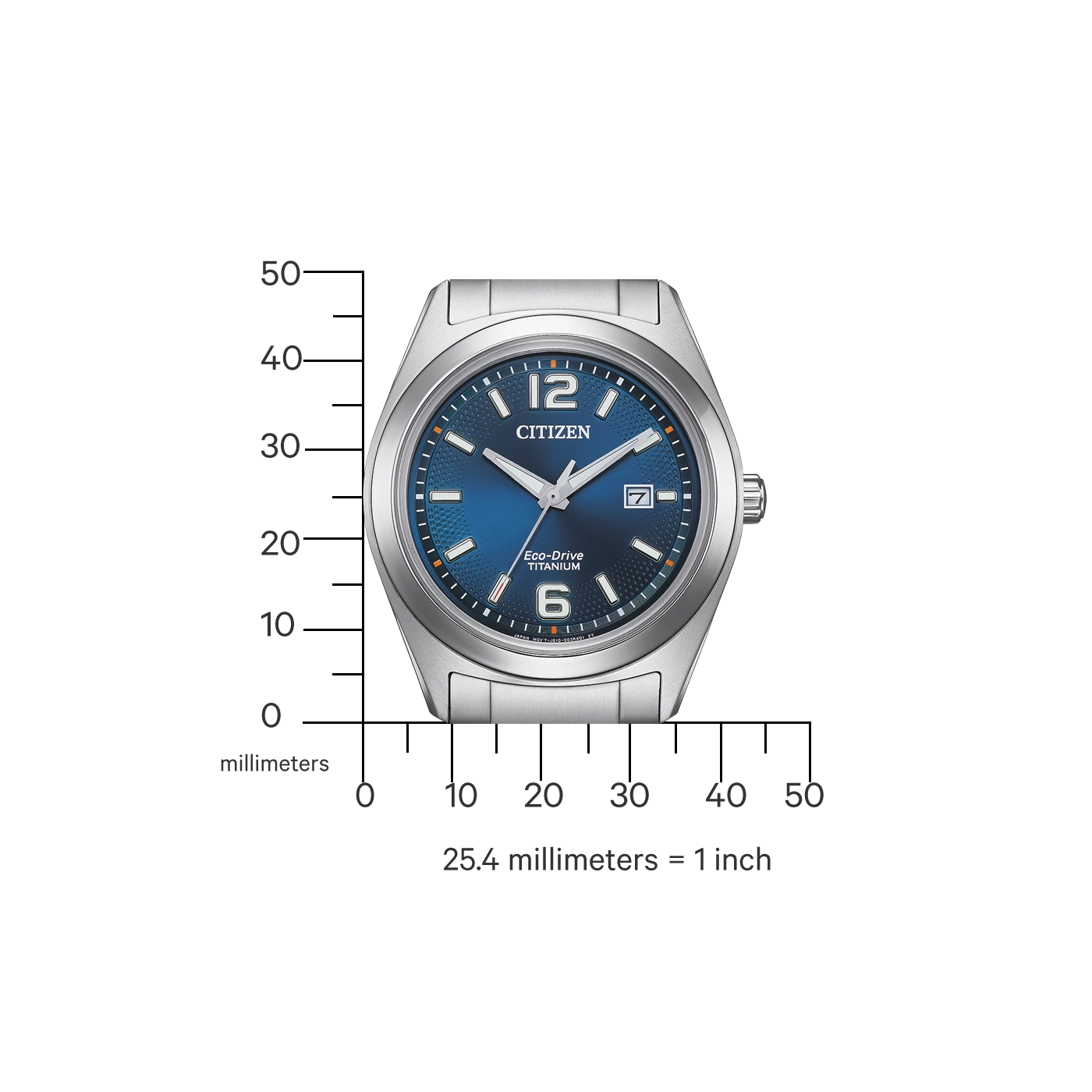 Citizen Super Titanium AW1641-81L men's watch blue dial silver titanium bracelet case back