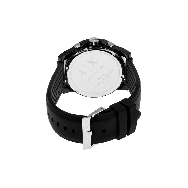 Armani Prestige: Quartz Chronograph Watch with Black Silicone AX1326