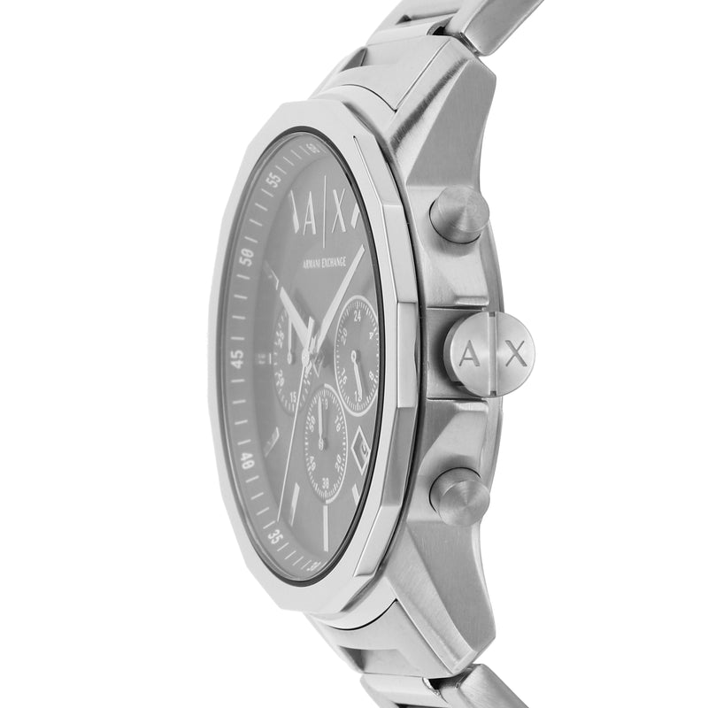Armani Sophisticated Black Dial Chronograph Watch with Steel Band AX1720