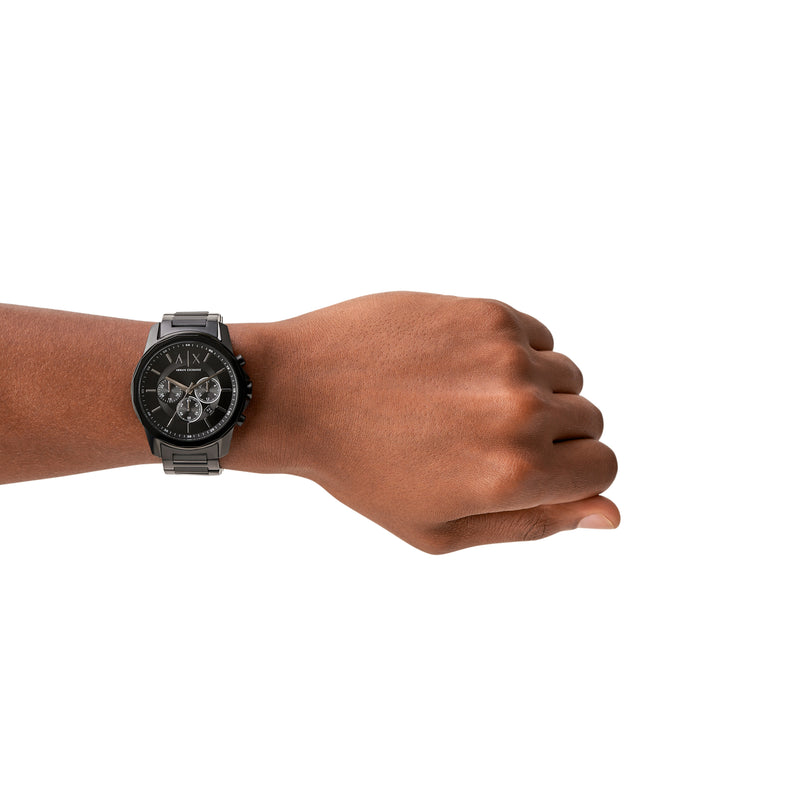 Armani Timeless Black Stainless Steel Chronograph Watch AX1722
