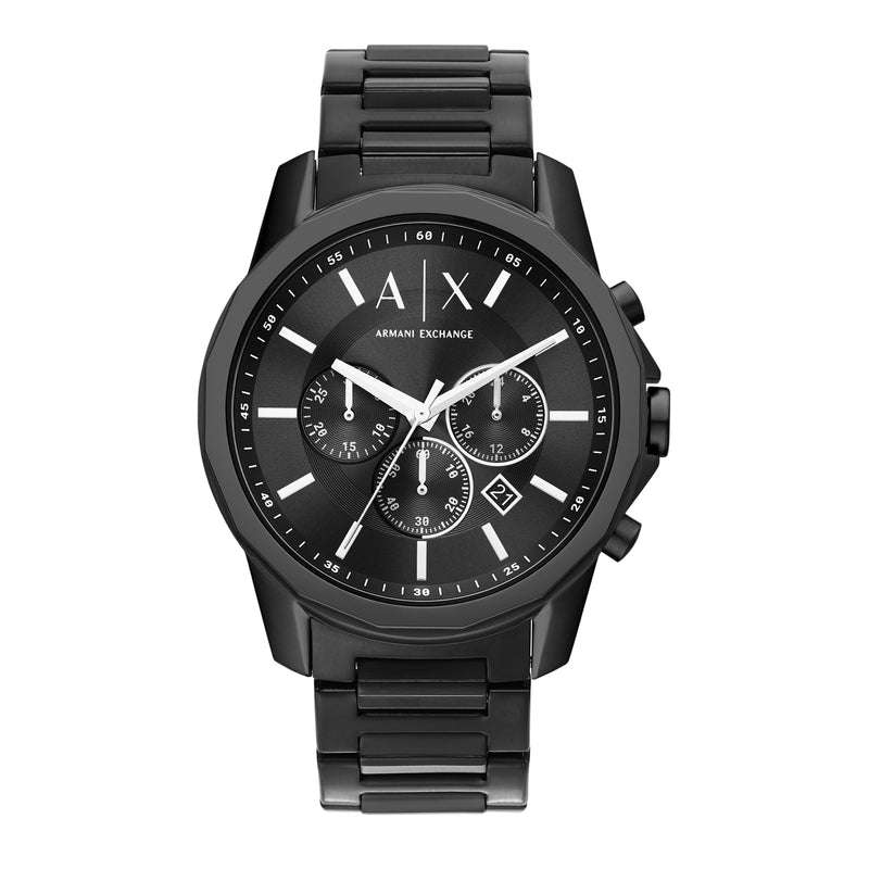 Armani Timeless Black Stainless Steel Chronograph Watch AX1722