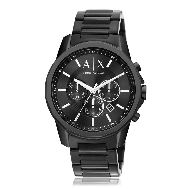 Armani Timeless Black Stainless Steel Chronograph Watch AX1722