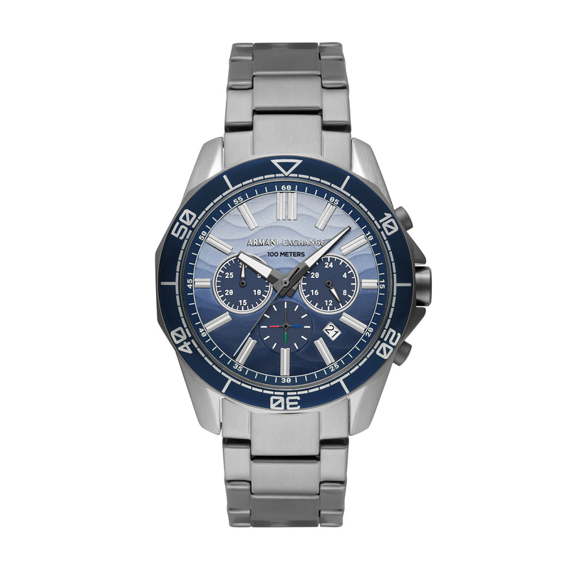 Armani Exchange Chronograph Blue Dial Gunmetal Stainless Steel Watch AX1967