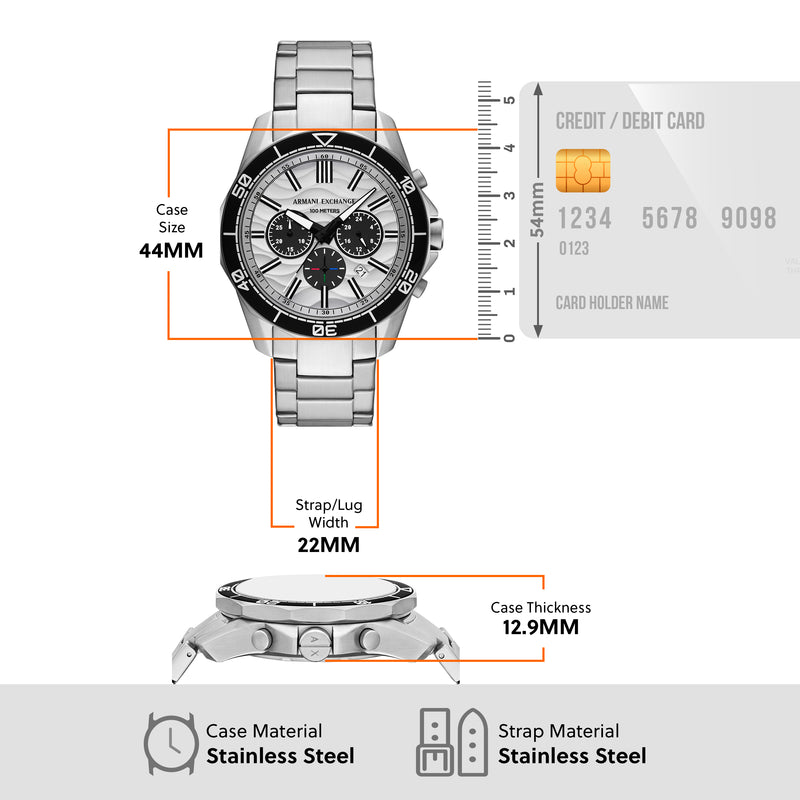 Armani Exchange Chronograph Silver Dial Stainless Steel Watch AX1969