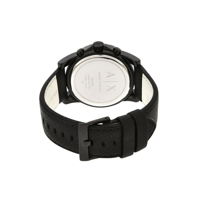 Armani Exchange Men's Black Chronograph Watch with Leather Band AX2098